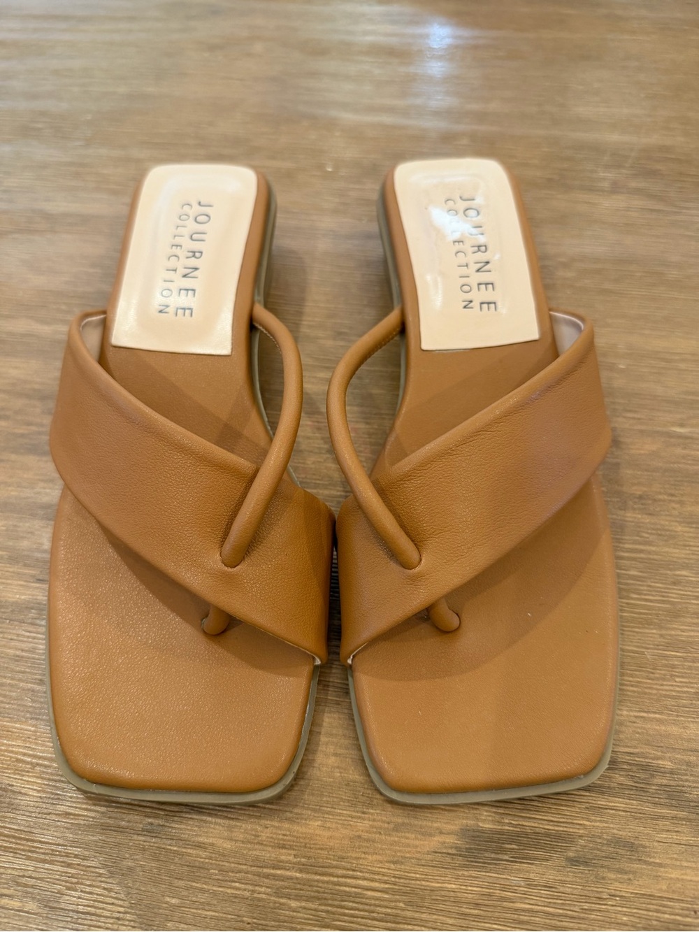 Journee Collection Cognac Brown Thong Slide Sandals